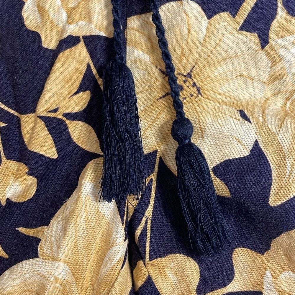 Joie Wide Leg Linen Blend Floral Botanical Elastic Waistband Pockets Beachy L - Picture 13 of 13